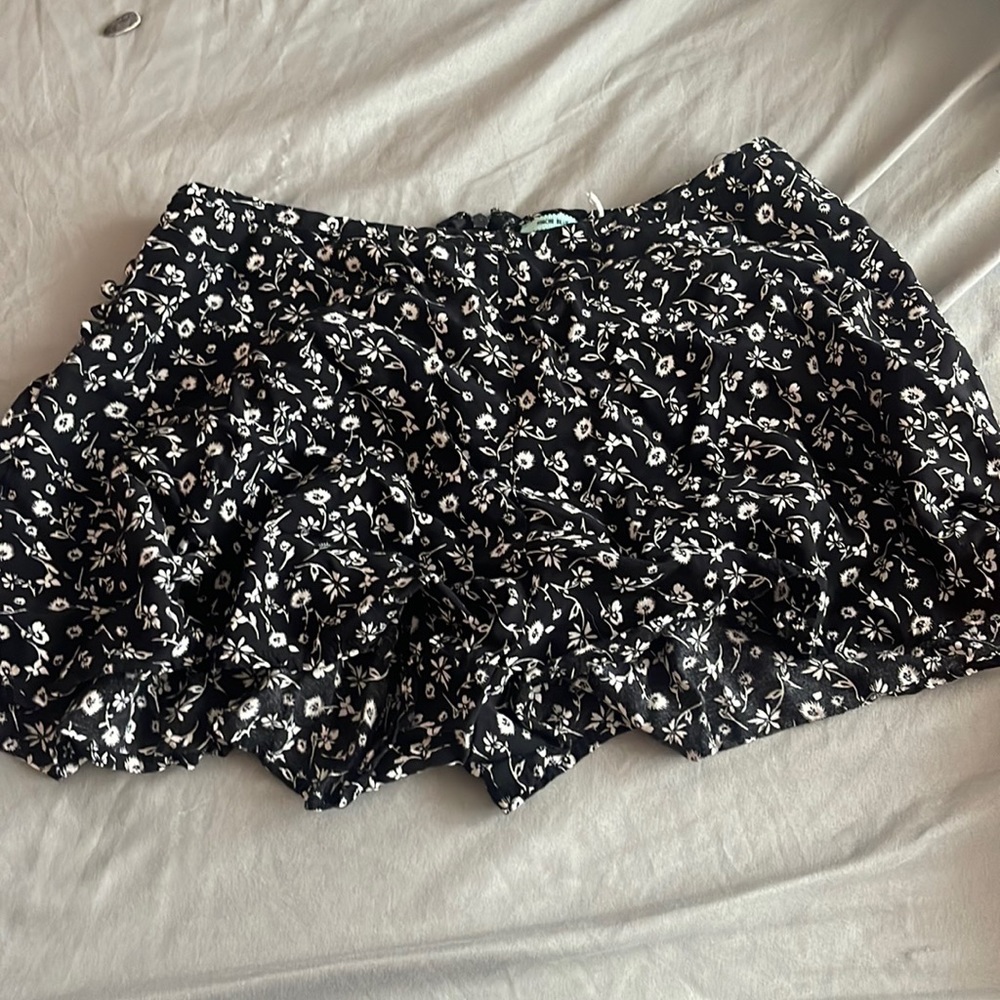 Floral Black Shorts